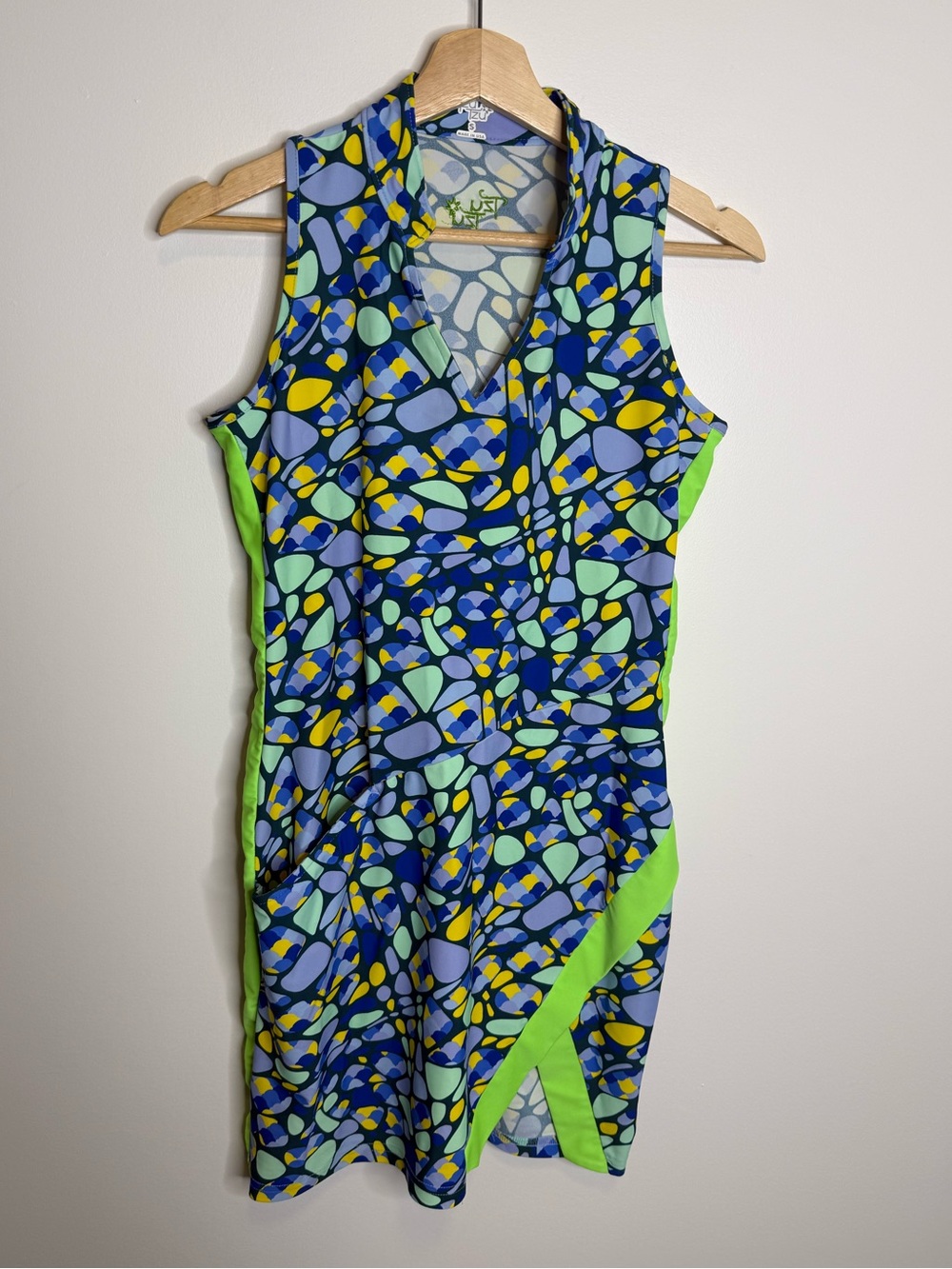 Tzu Tzu Golf Dress Women's small blue green  made in USA
